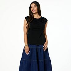 "As Is" DG2 by Diane Gilman Cowl Ruched Sleeveless Top