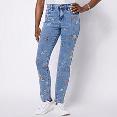 "As Is" DG2 by Diane Gilman Crystal-Accented Straight Leg Stretch Jean