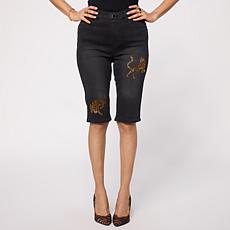 "As Is" DG2 by Diane Gilman Crystal Embellished Pull-On Bermuda