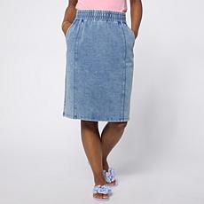"As Is" DG2 by Diane Gilman Denim Pull-On Sport Luxe Skirt