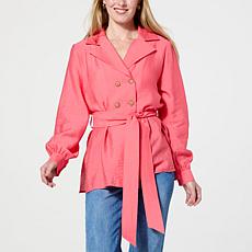 "As Is" DG2 by Diane Gilman Easy Flow Crinkled Dual Blouse Topper