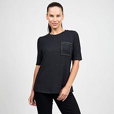 "As Is" DG2 by Diane Gilman Embellished Short Sleeve Tee