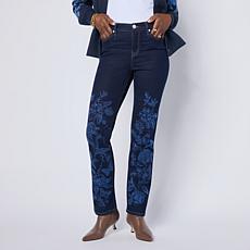 "As Is" DG2 by Diane Gilman Embroidered New Classic Stretch Denim