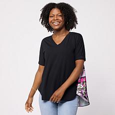 "As Is" DG2 by Diane Gilman Everyday Jersey Contrast Back Printed Tee