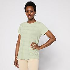 "As Is" DG2 by Diane Gilman Everyday Jersey Crewneck Embellished Tee