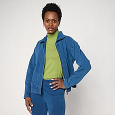 "As Is" DG2 by Diane Gilman Knit Flex Zip-Front Seamed Jacket
