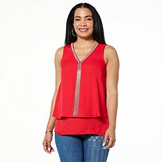 "As Is" DG2 by Diane Gilman Micro-Chain Embellished Easy Tank