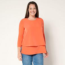 "As Is" DG2 by Diane Gilman Mixed-Media 3/4-Sleeve Easy Top