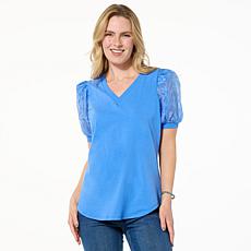 "As Is" DG2 by
Diane Gilman Mixed Media Puff Sleeve Top