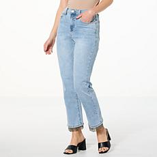 "As Is" DG2 by Diane Gilman New Classic Stretch Denim Beaded Fringe...