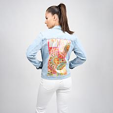 "As Is" DG2 by Diane Gilman New Classic Stretch Denim Scarf Panel B...