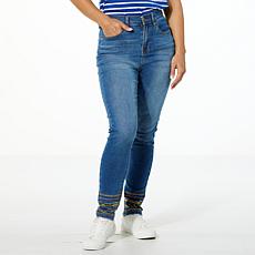 "As Is" DG2 by Diane Gilman New Classic Stretch Denim Sequin Hem Sk...