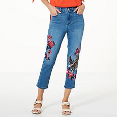 "As Is" DG2 by Diane Gilman New Classic Stretch Embroidered Crop Sk...