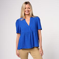 "As Is" DG2 by
Diane Gilman Puff Sleeve V-Neck Blouse