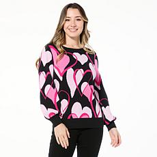 "As Is" DG2 by Diane Gilman Soft Ease Heart Jacquard Sweater