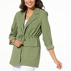 "As Is" DG2 by Diane Gilman Soft Twill Cinched Waist Blazer