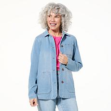 "As Is" DG2 by Diane Gilman Super Stretch Knit Denim Barn Jacket