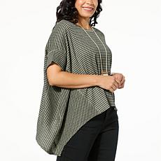 "As Is" DG2 by Diane Gilman Textured Knit Sharkbite Hem Top