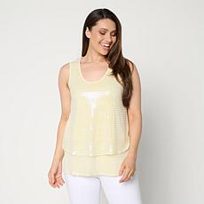 "As Is" DG2 by Diane Gilman U-Neck Sequined Easy Tank