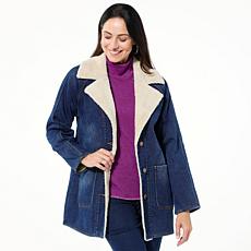 "As Is" DG2 by Diane Gilman Vintage-Style Denim Sherpa Coat