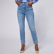 "As Is" Diane Gilman Legacy Stretch Fringe Petal Hem Skinny Ankle Jean