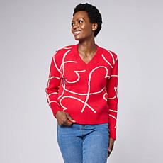 "As Is" Diane Gilman Soft Ease V-Neck Sweater