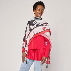 "As Is" Diane Gilman Square Print Tassel Scarf