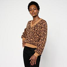 "As Is" Diane Gilman V Neck Jacquard Pullover