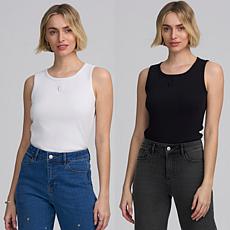 "As Is" Elle Get the Look Ribbed Knit Tank 2-pack