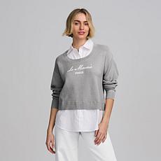 "As Is" Elle Get the Look Twofer Mixed Media Sweater