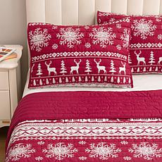 "As Is" Emryn House 3-piece Fair Isle Cotton Quilt Set 