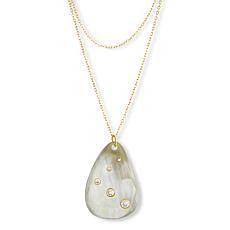 "As Is" Faire Collection Simone 32" CZ Handcarved Teardrop Necklace