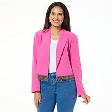 "As Is" G by Giuliana Black Label Blazer with Rhinestone Trimm