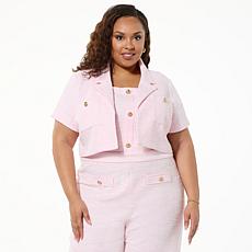 "As Is" G by Giuliana Black Label Bouclé Knit Bolero