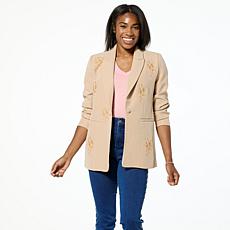 As Is G by Giuliana Black Label Embroidered Woven Blazer