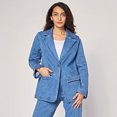 "As Is" G by Giuliana Black Label G5 Denim Blazer with Studs