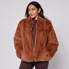 "As Is" G by Giuliana Black Label Knit Faux Fur Jacket