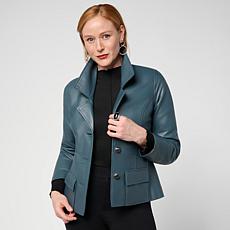 "As Is" G by Giuliana Black Label Leather Lapel Jacket