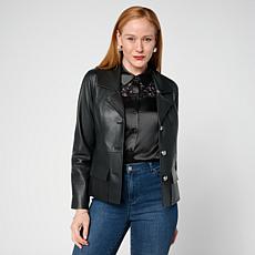 "As Is" G by Giuliana Black Label Leather Lapel Jacket