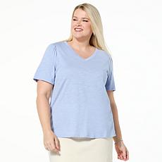 "As Is" G by Giuliana Cotton-Blend Slub Knit Puff Sleeve Tee