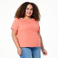 "As Is" G by Giuliana Embellished Cotton-Blend Knit Tee