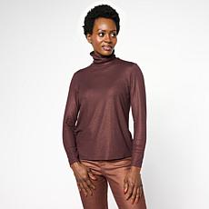 "As Is" G by Giuliana Foiled Ecolux Knit Turtleneck Top