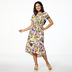 "As Is" G by Giuliana Printed Woven Dolman-Sleeve Midi Dress