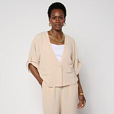 "As Is" G by Giuliana Short Sleeve Stretch Woven Jacket