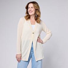 "As Is" G by Giuliana Textured Knit Cardigan with Button
