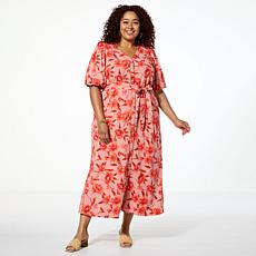 "As Is" G by Giuliana Woven Embroidered Puff-Sleeve Midi Dress