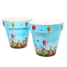 "As Is" Greanbase 15" Printed Planters - Set of 2