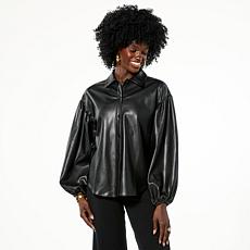 "As Is" GREY by Jhoan Sebastian Grey Faux Leather Shirt