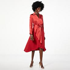 "As Is" GREY by Jhoan Sebastian Grey Satin Shirt Dress