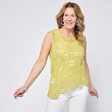 "As Is" Grey by Jhoan Sebastian Grey Sleeveless Asymmetric Crochet Top
